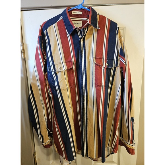 Eddie Bauer Shirt Mens LG Elkhorn Plaid Long Sleeve Casual Button Down #1268 - Picture 1 of 2